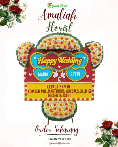 Karangan Papan Bunga Pernikahan di Gedung Serbaguna Jekan Raya
